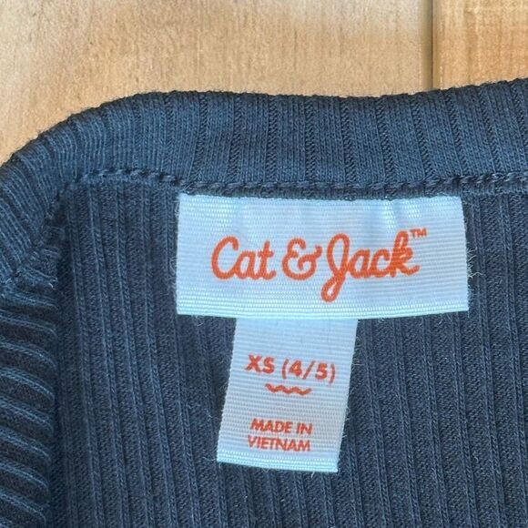 NWT Cat & Jack Girls Ribbed Short Sleeve Dress Black Size XS (4/5) - Picture 5 of 9